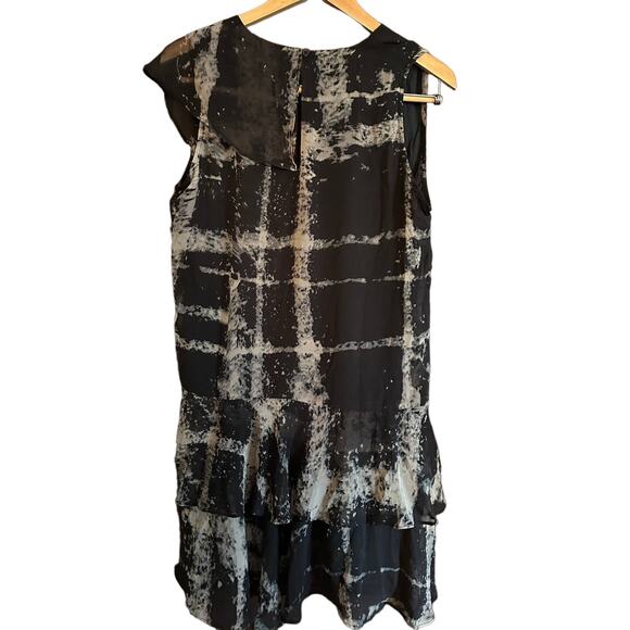 RELIGION LONDON | Black Tie Dye Ruffle V Neck Dress | UK Size Medium / 12  / 40 - Picture 2 of 5